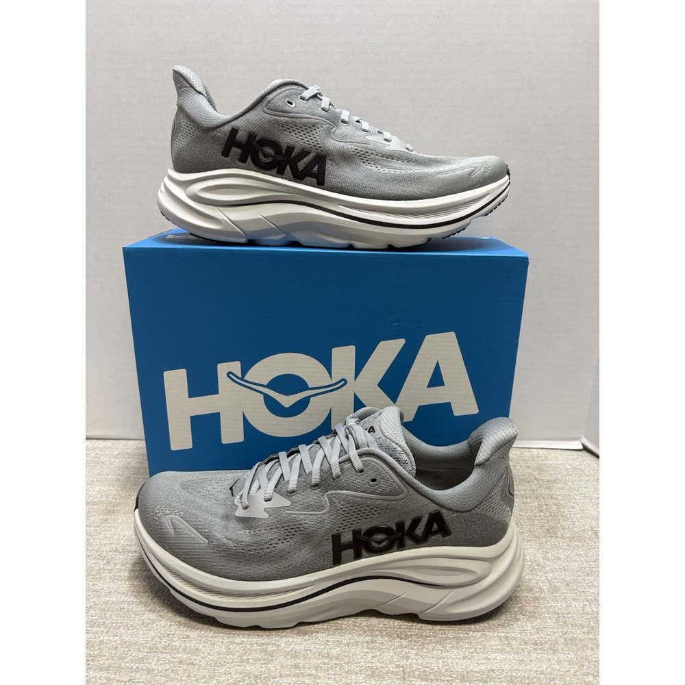 Mens Size 10.5 - Hoka One Clifton 10 Galactic Grey/Asteroid Shoes 1162030 GYST